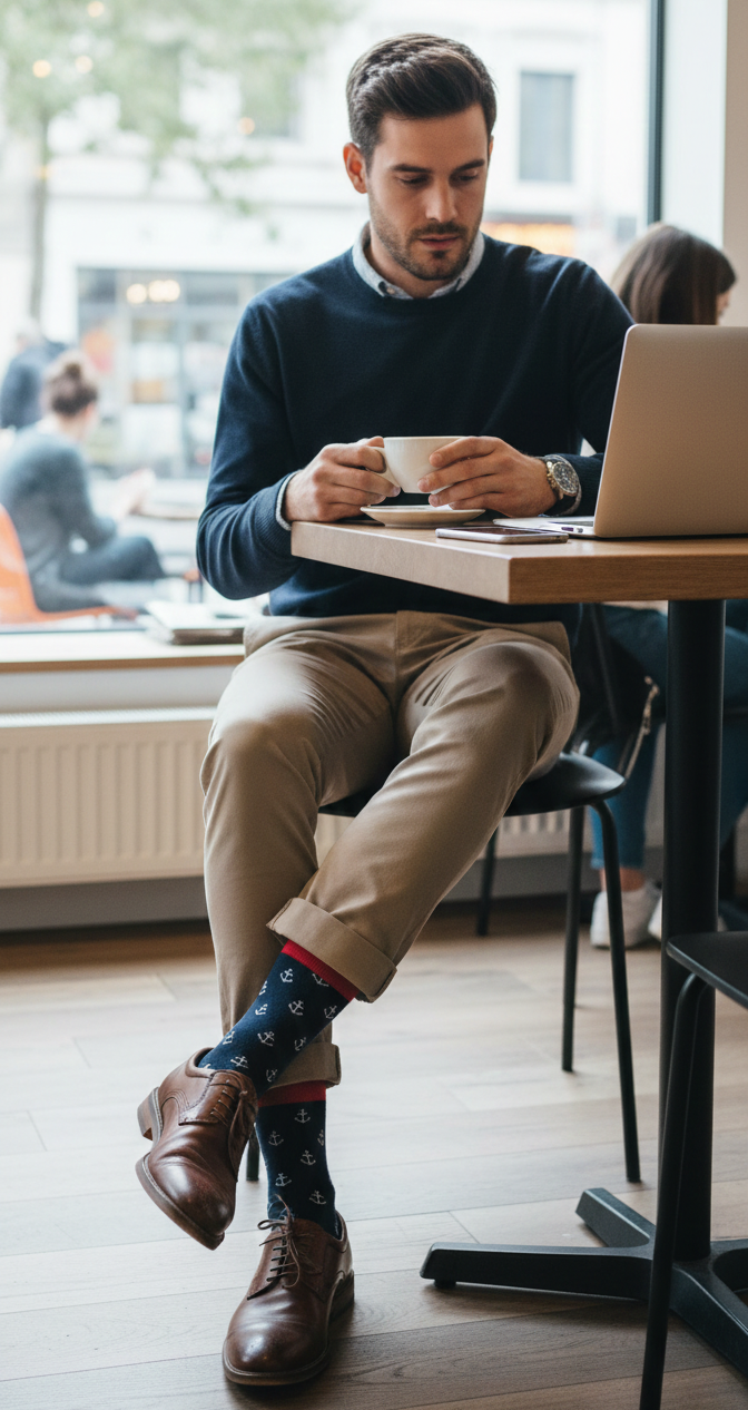 Calcetines Náuticos "Anclas" - Azul Marino