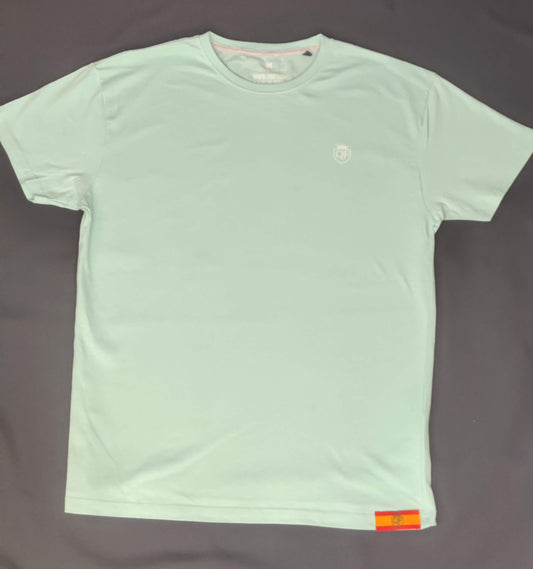 Camiseta Básica Verde agua con Logo y Bandera de España Algodon Hombre