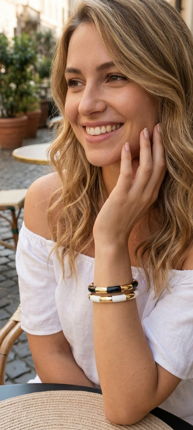 Brazalete Rígido "Soberanía" en Acero Inoxidable y Esmalte