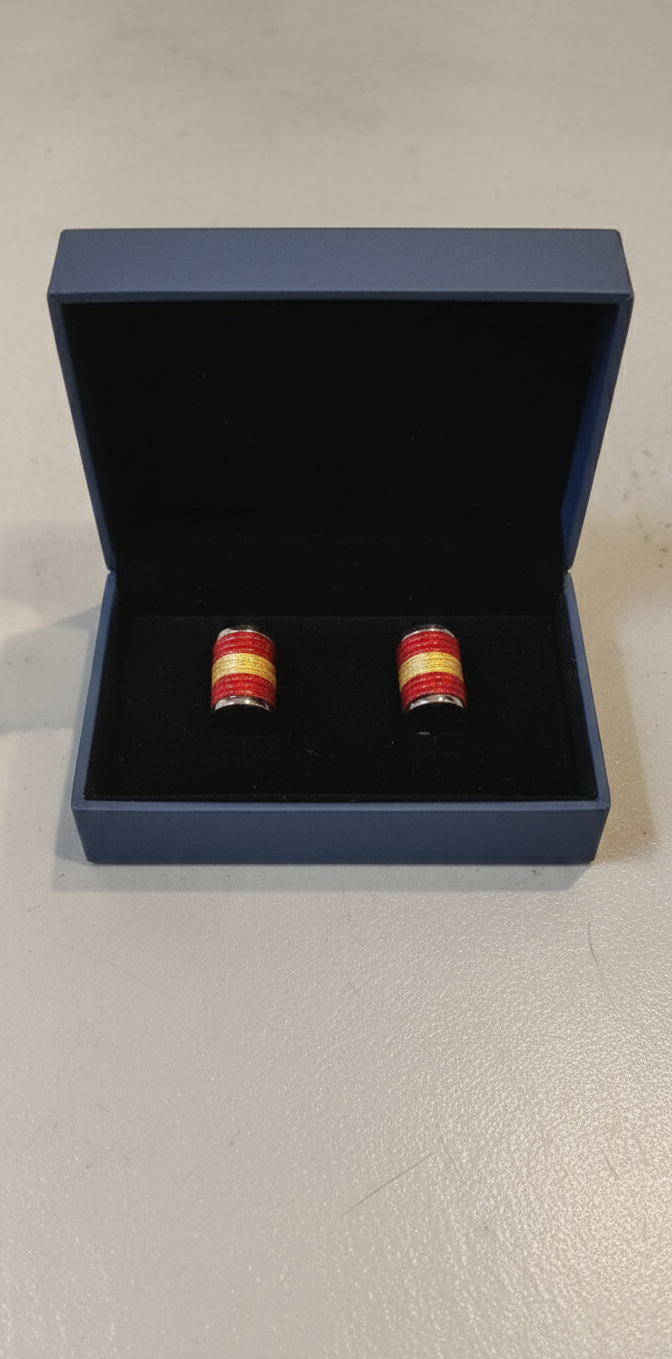 Gemelos Bandera España Diseño Semicilíndrico – Rojo y Amarillo