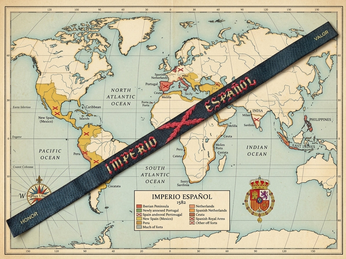 Pulsera de Tela Imperio Español – "Honor y Valor" (Cruz de Borgoña)