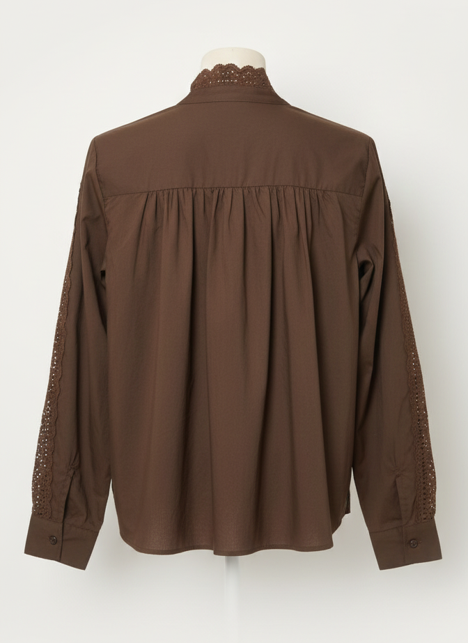 Camisa Córdoba - Camisa de Encaje Marrón Mujer | Moda Española