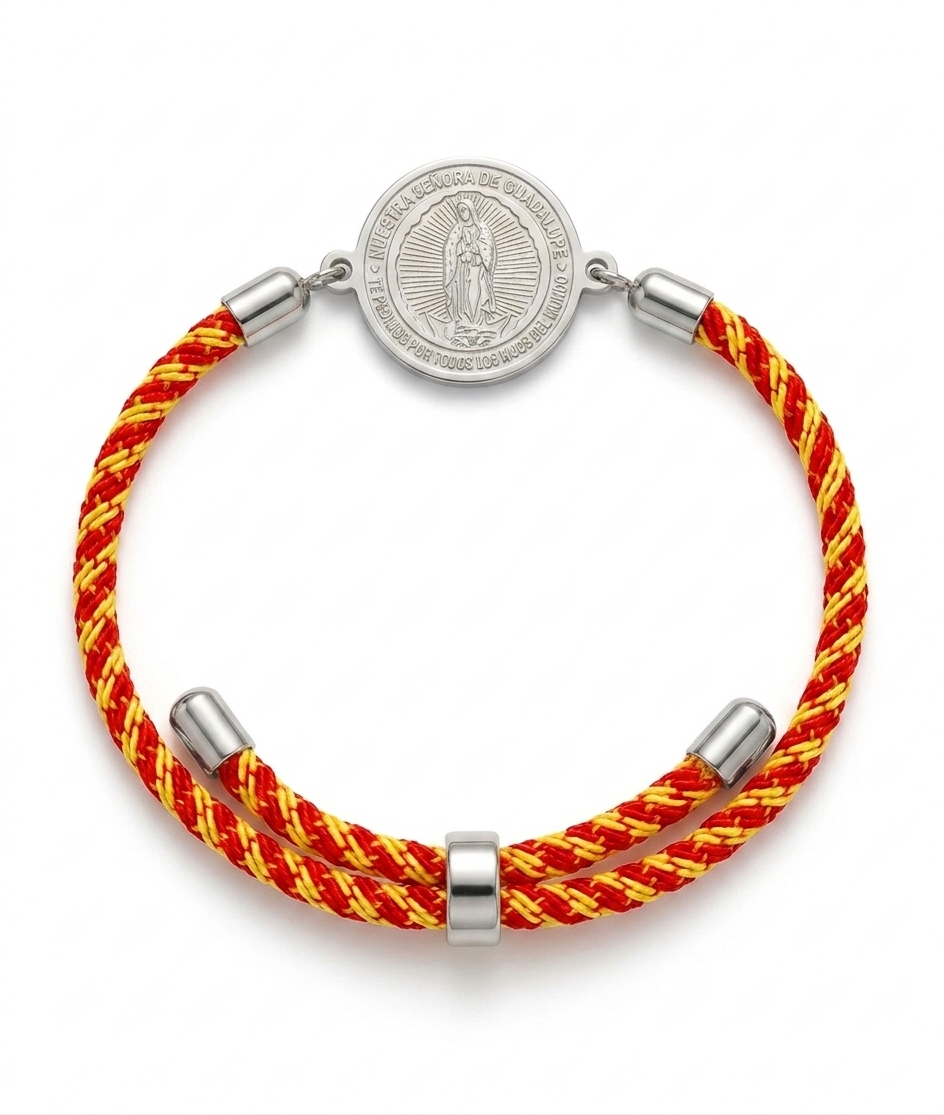 Pulsera Virgen de Guadalupe: Acero y los colores de nuestra Bandera de España