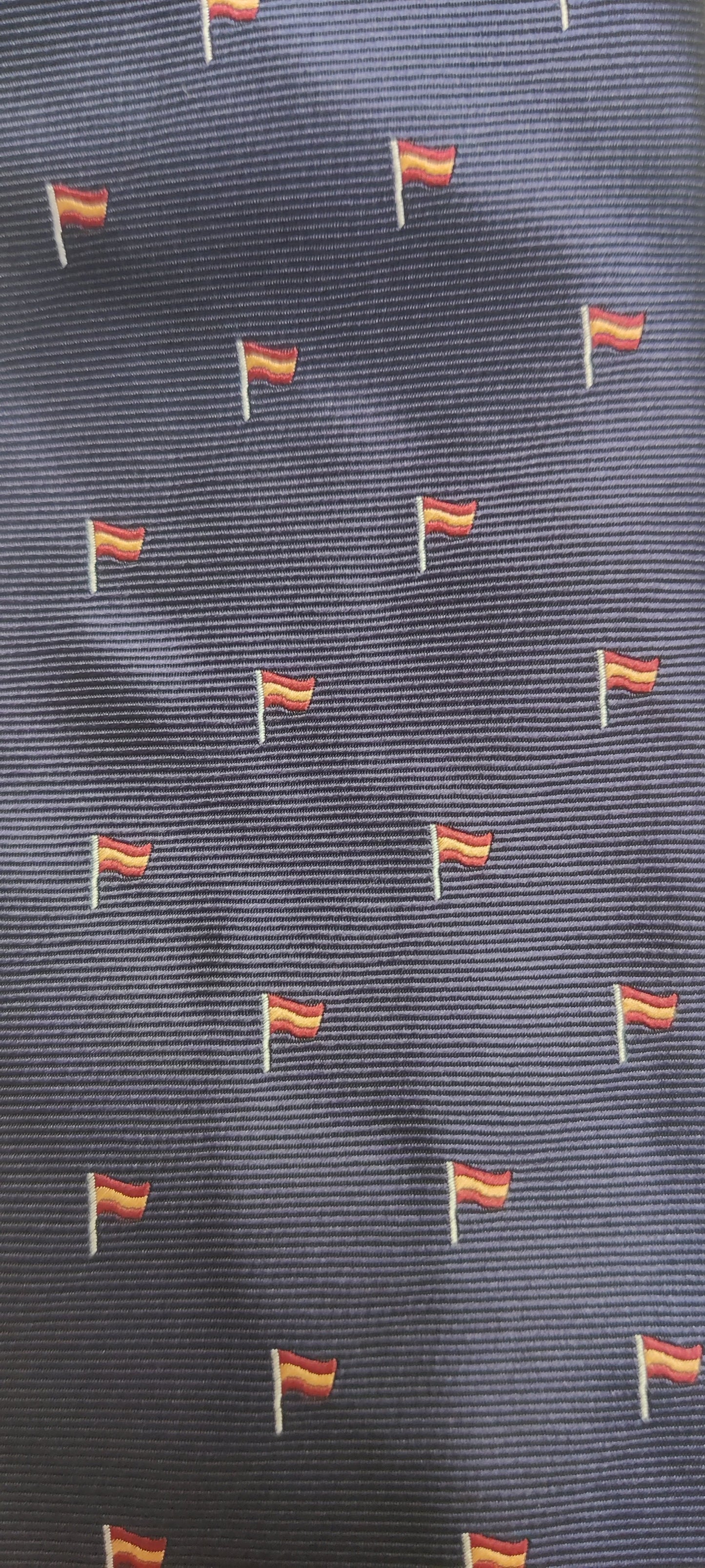 Corbata de Lujo Seda 100% Hecha a Mano | Patrón Banderines Náuticos con bandera de España