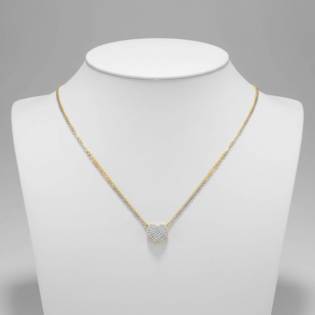 Gargantilla Corazón Brillante de Acero quirúrjico (Dorado/ Plateado)