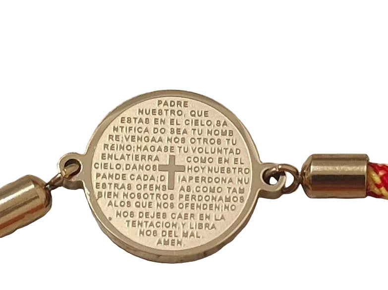 Pulsera Bandera de España con Medalla del Padre Nuestro – Acero y Tradición