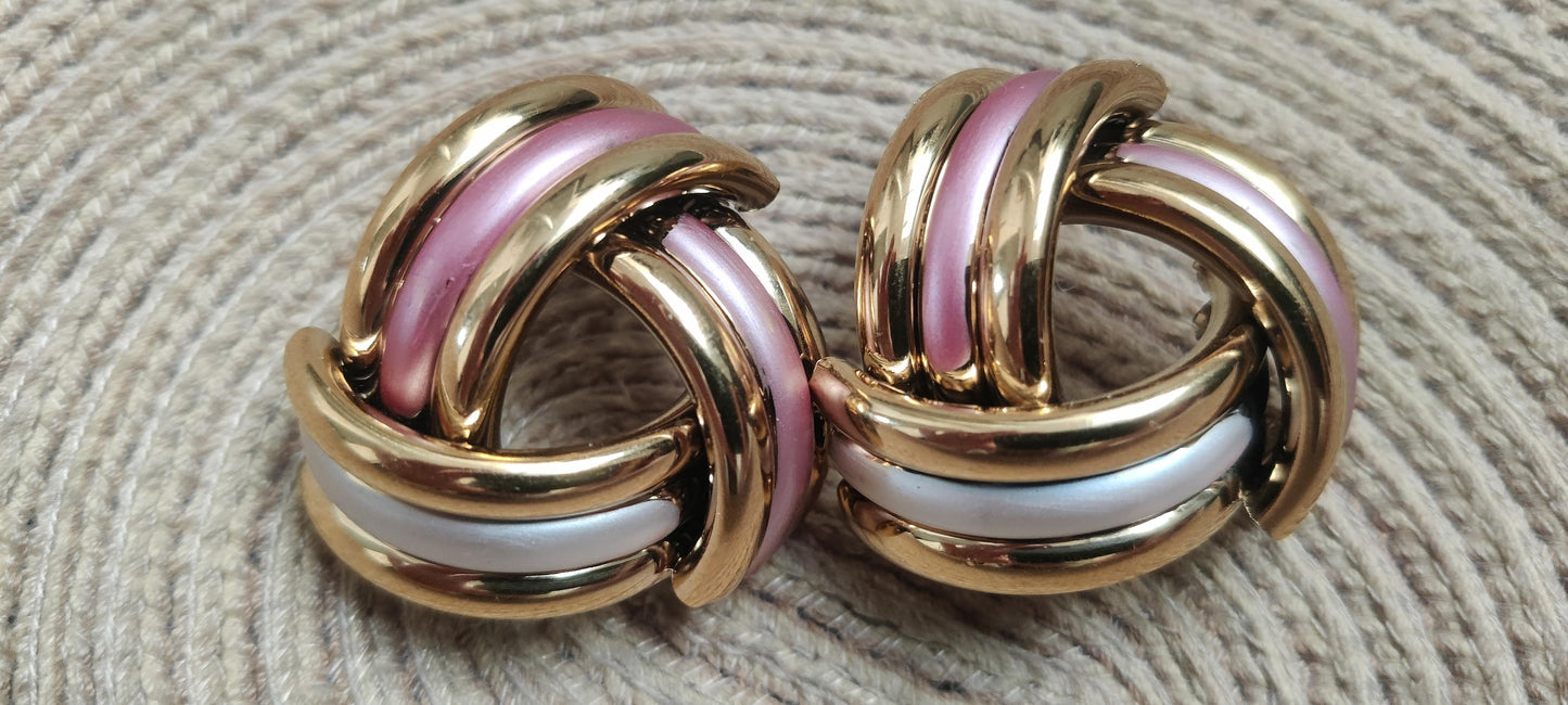 Pendientes en acero dorado y rosa