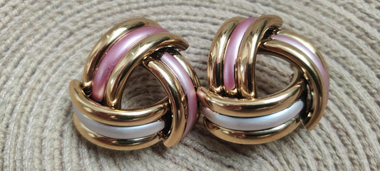 Pendientes en acero dorado y rosa