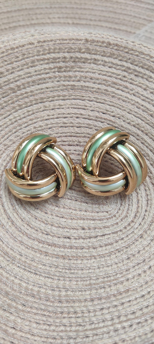 Pendientes en acero dorado y verde
