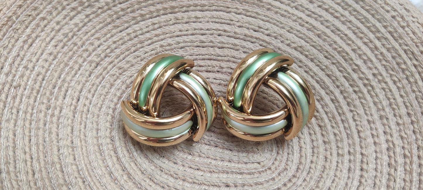 Pendientes en acero dorado y verde