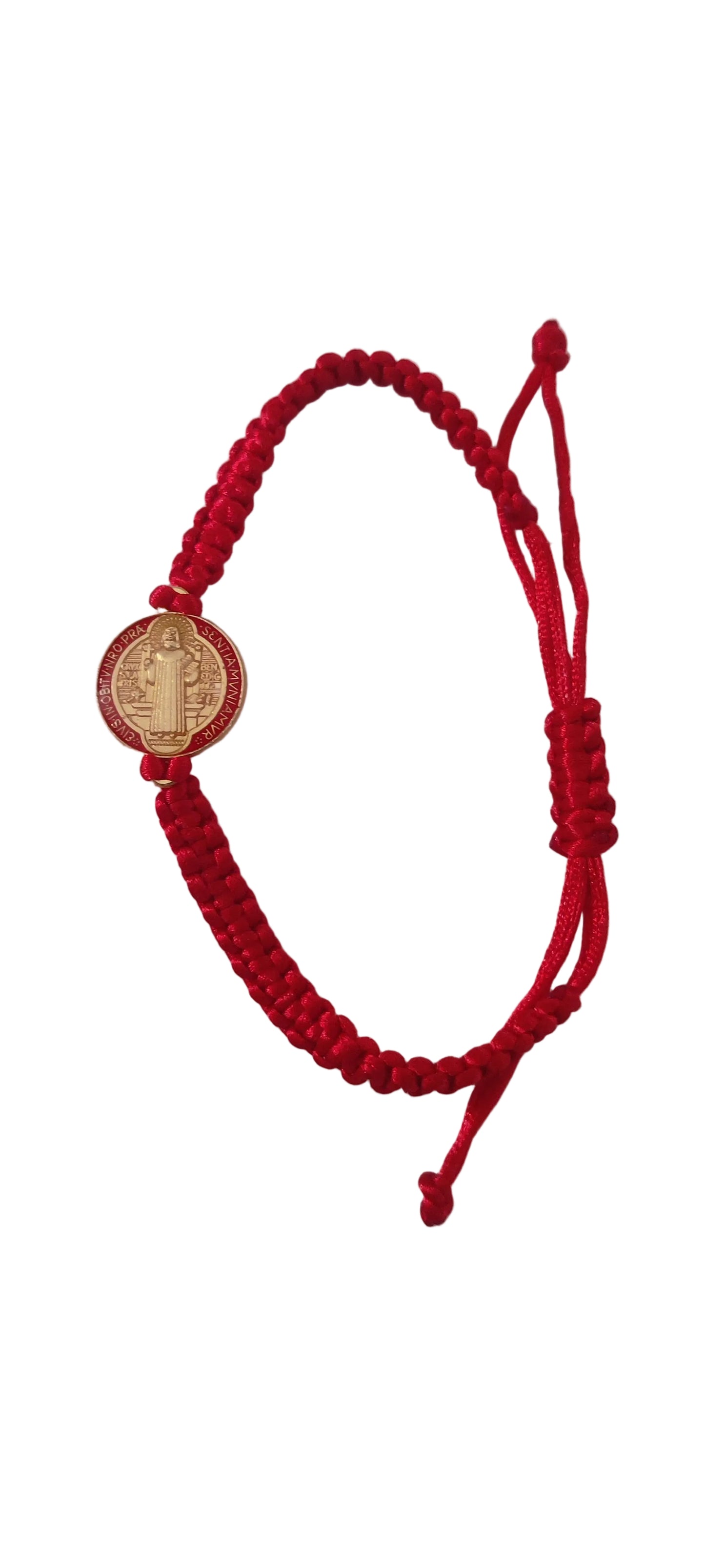 Pulsera de cordón rojo Ajustable con medalla de San Benito antialérgica, protección y fe