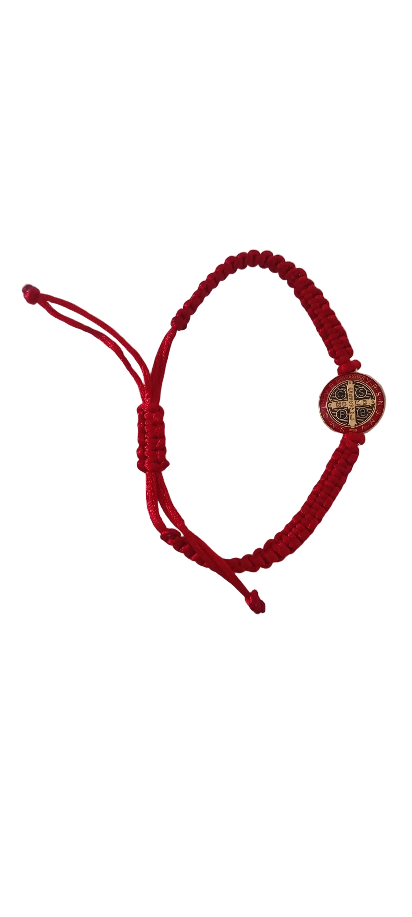 Pulsera de cordón rojo Ajustable con medalla de San Benito antialérgica, protección y fe