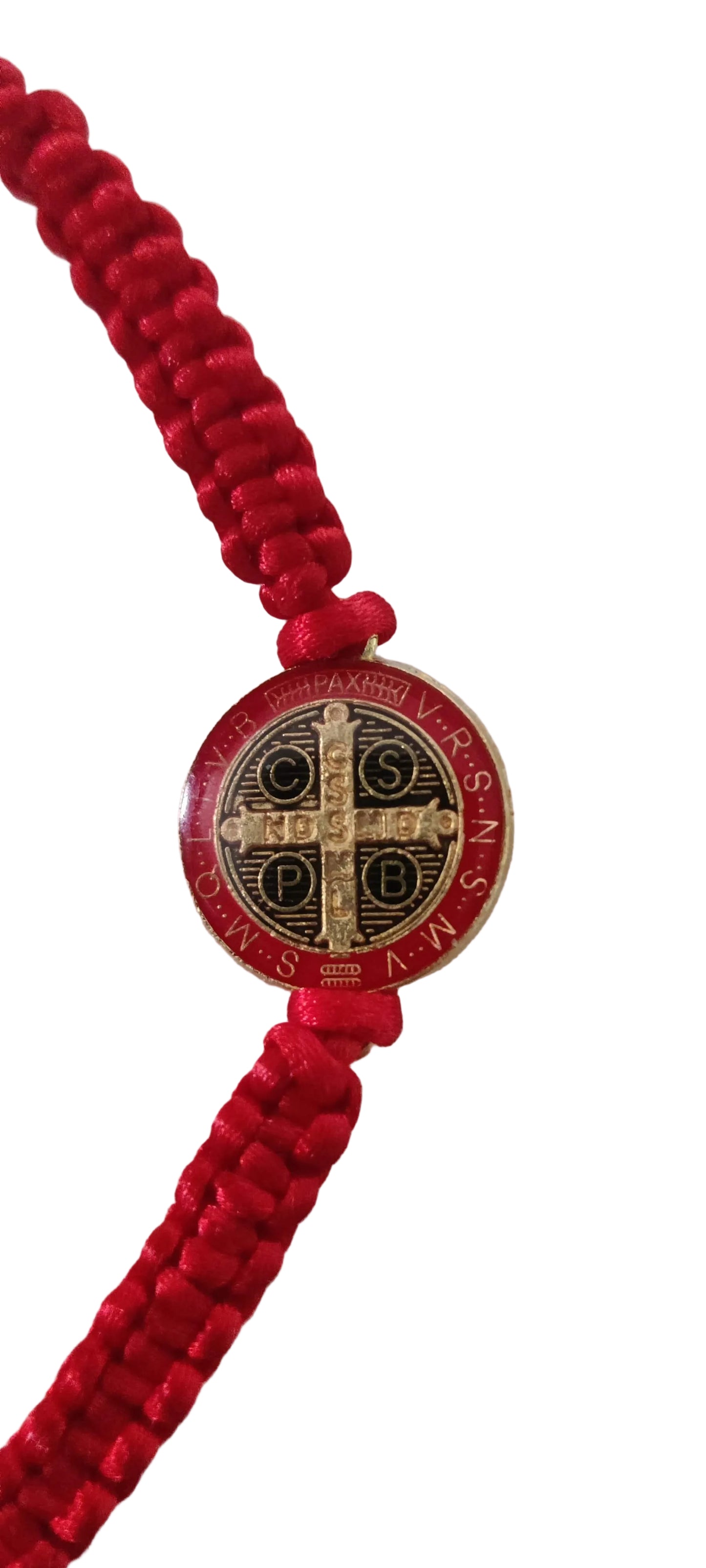 Pulsera de cordón rojo Ajustable con medalla de San Benito antialérgica, protección y fe