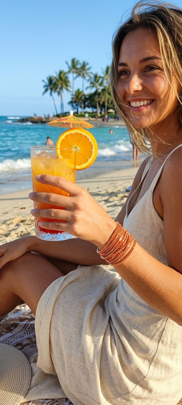 Pulsera Elástica de Acero Dorado y Cristales Naranja Brillante