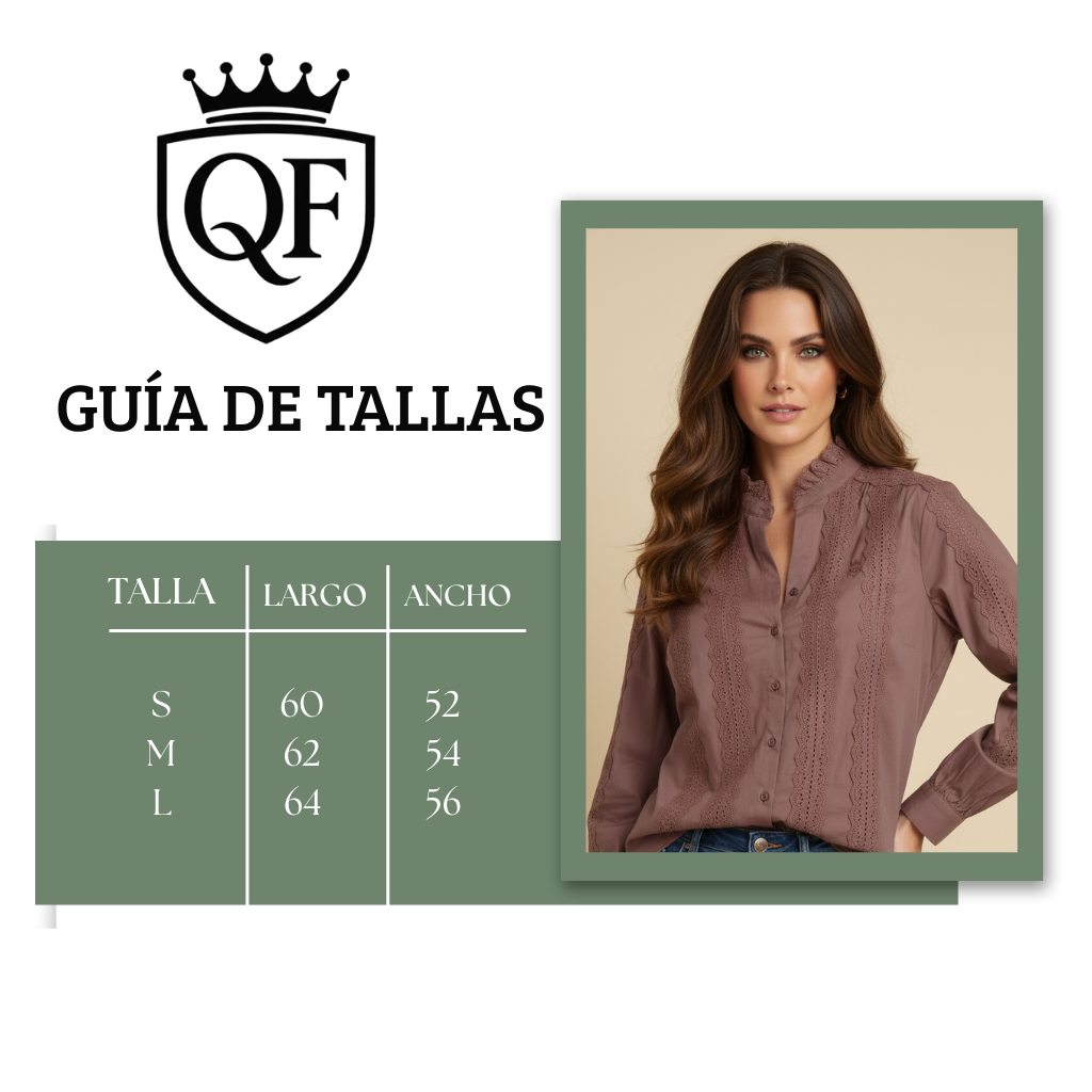 Camisa Córdoba - Camisa de Encaje Marrón Mujer | Moda Española